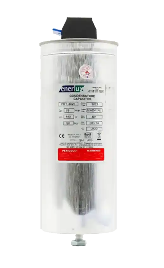 خازن سه فاز 2.5 کیلووار 440 ولت سیلندری ( استوانه ای ) برند انرلوکس ( Enerlux )
